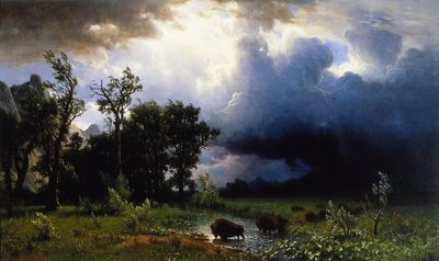 Sendero de búfalos, la tormenta inminente de Albert Bierstadt